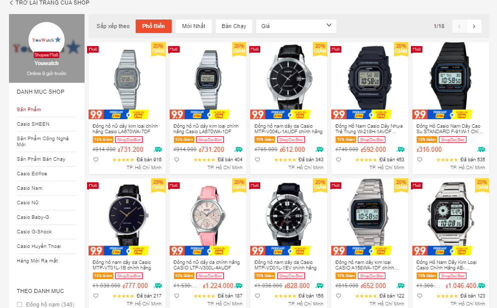 shop bán đồng hồ uy tín trên Shopee - youwatch